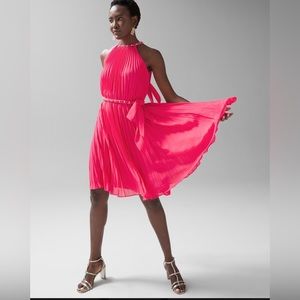 WHBM Sleeveless Pleated Midi Dress w/chain detail